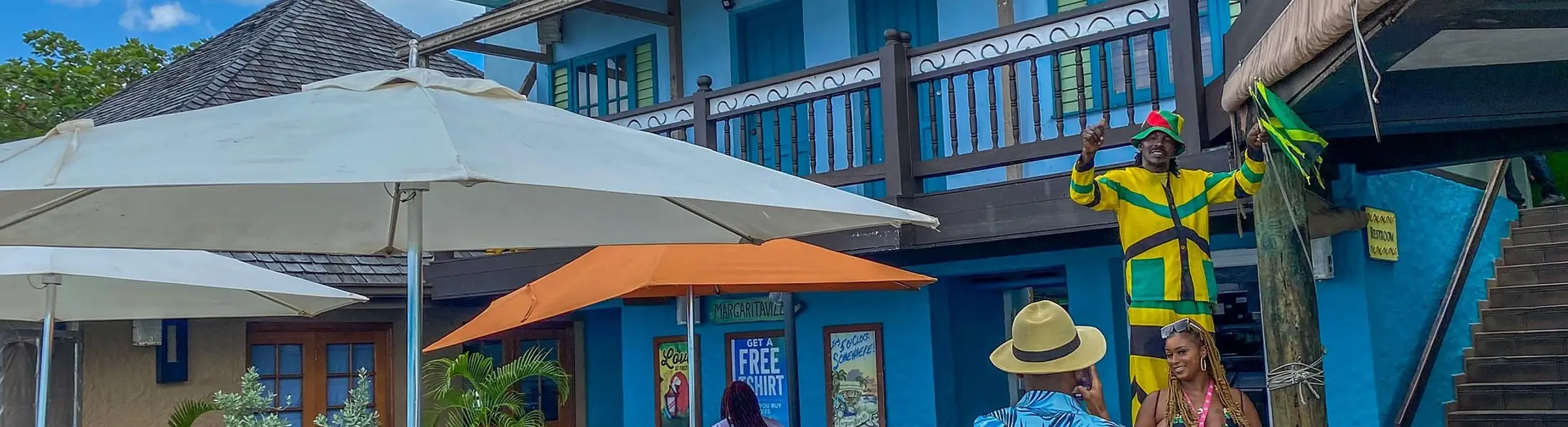 A busy waterfront bar in Jamaica, where cash still dominates day-to-day trade